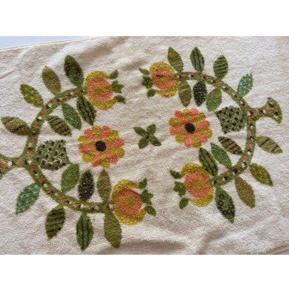 Fieldcrest Terrycloth Bathroom Hand Towel 70s Kitsch Bath Linen Made in USA - Picture 3 of 4